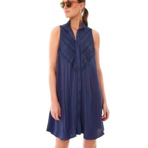 Pomander Place Sleeveless Navy Blue Button Dress